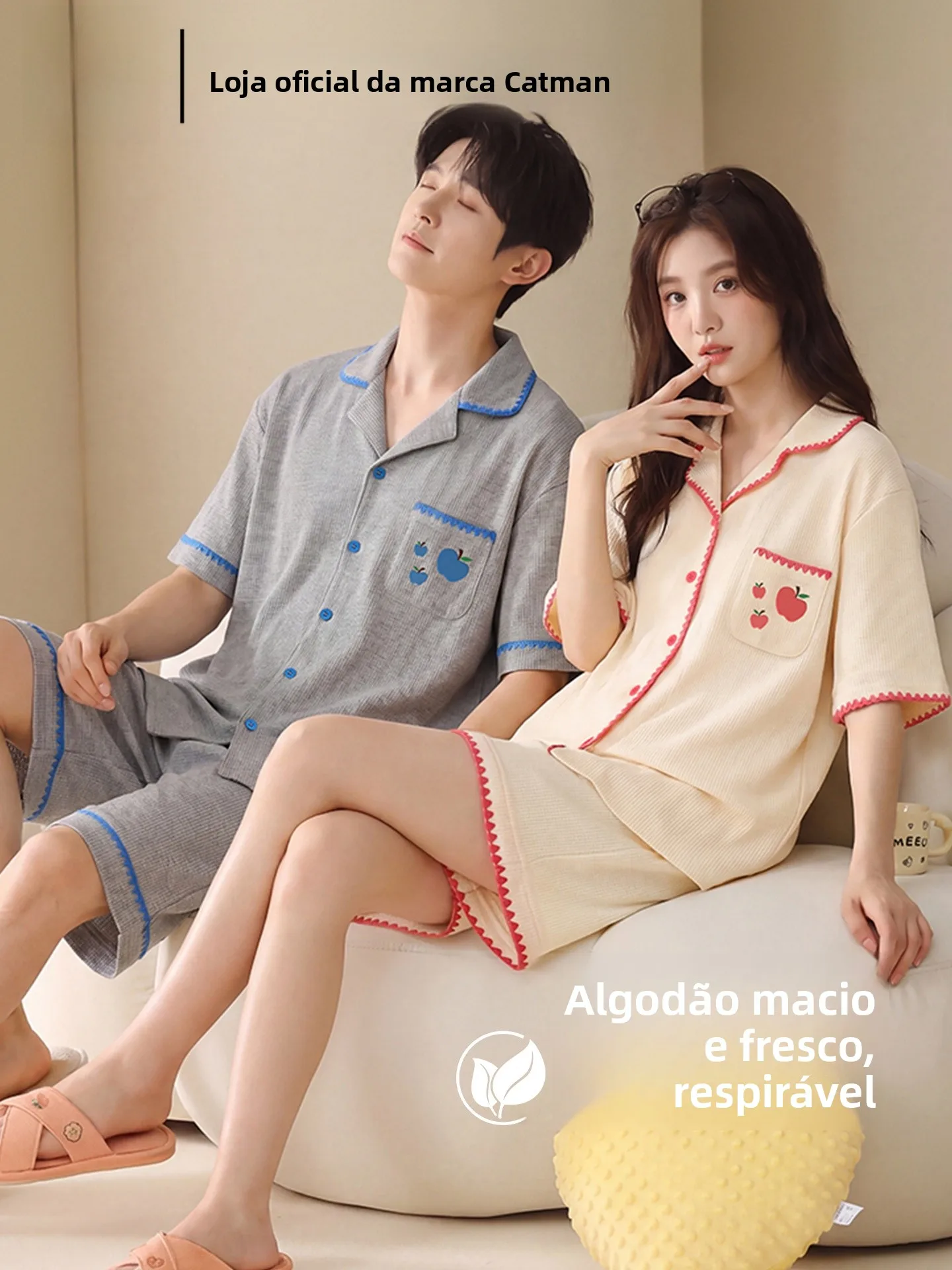 pure-cotton-short-sleeve-pajamas-couples-summer-new-cartoon-cute-home-clothes-sleepwear-can-be-worn-outside-catman-0702-6