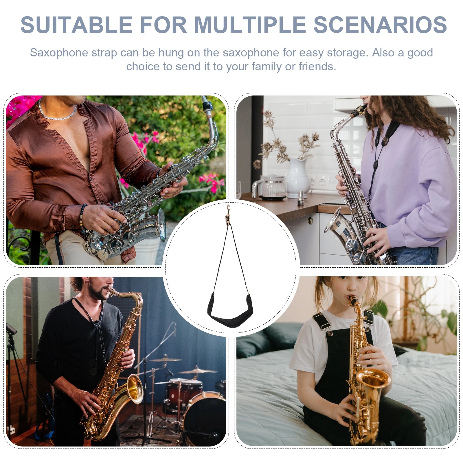 

Saxophone Neck Strap Sling High Tenor Shoulder Student Adult s Harness Alto Universal Black Adjustable Practical Easy
