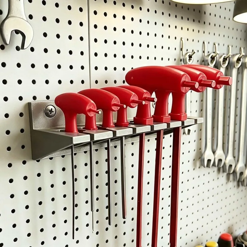 Wall Mounted Tool Rack No Drill Design Compact Size Screwdriver Holder Multifunctional Small Parts Storage Hex Wrench Holder