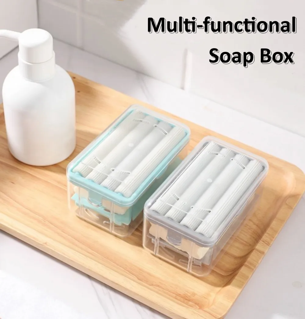 New Hand Free Scrubbing Soap Box Multifunctional Bubble Box Household Automatic Soap Drain Roller Laundry Soap Drainage Type