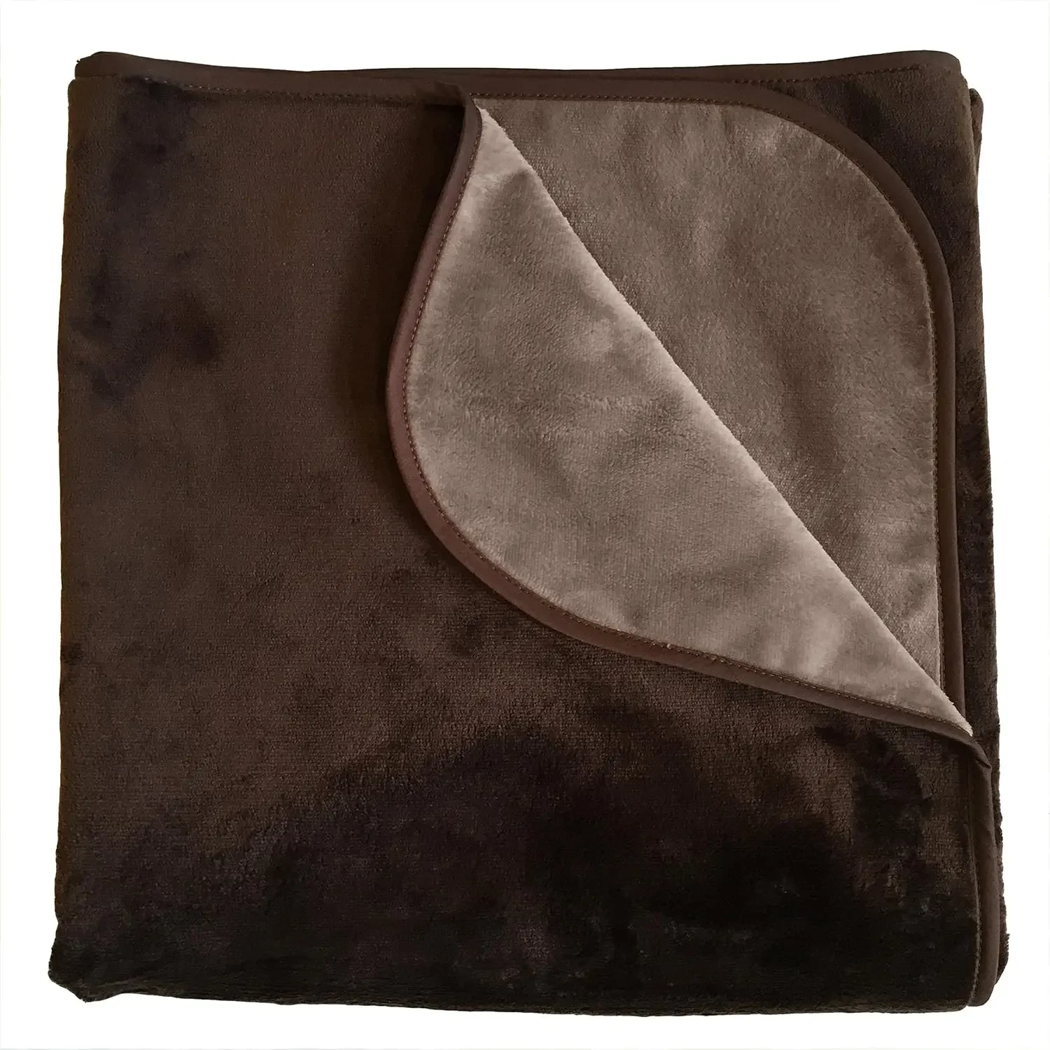 Mambe Silky Waterproof Throw Blanket for Pets & Incontinence – 70x70 Luxury Soft Reversible Washable Blanket to Protect Furniture Bed Sofa from Dogs Cats and Stains (Medium, Chocolate/Cappuccino)