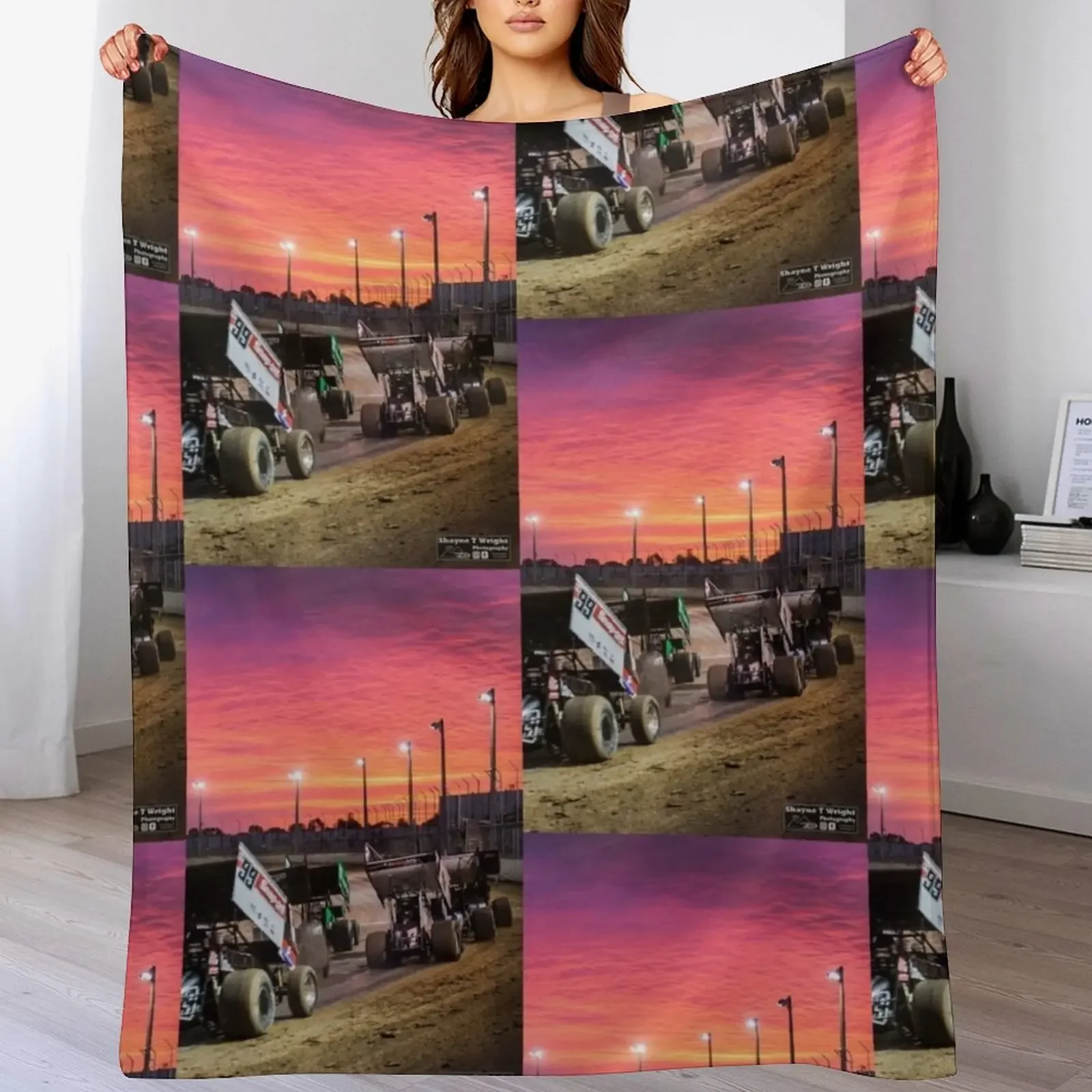 

Sunset at the Speedway track. Throw Blanket Air Conditioner Soft Blanket for Office Home