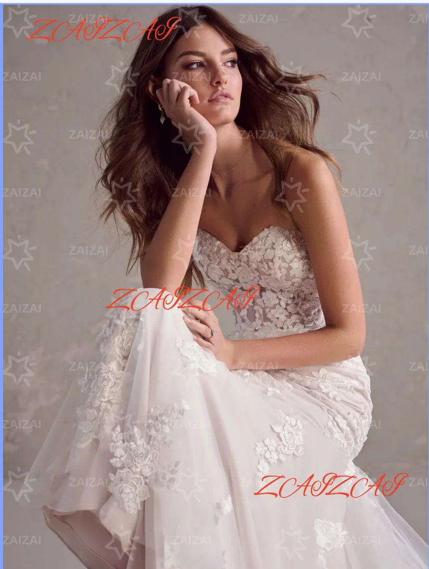 

Customized Exquisite Mermaid Wedding Dresses Lace Appliques Sweetheart Button Court Train Bridal Gown Abito Da Sposa