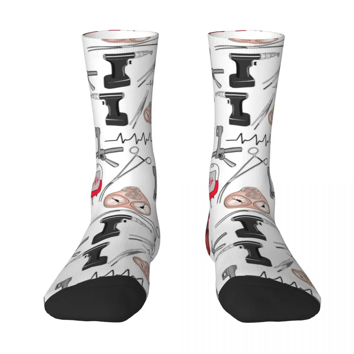 Calcetines con estampado 3D de cirugía cardíaca para hombres y mujeres, calcetines divertidos de moda para niños, calcetines de compresión de diseño DIY