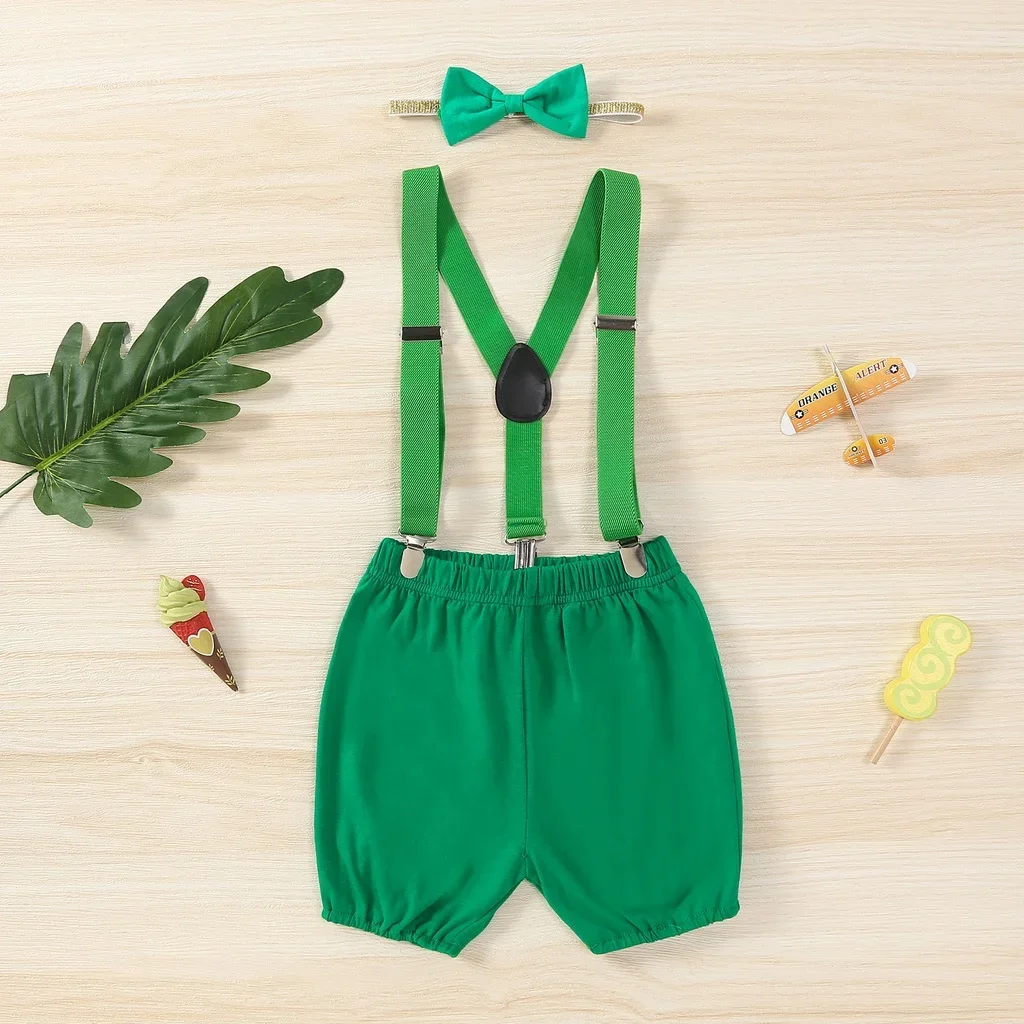 One Baby Boy 1st Birthday Baby Cake Smash Outfit - Prince 3-24M Newborn Photo Shoot Outfit for Infant PP Shorts+Suspenders+tie