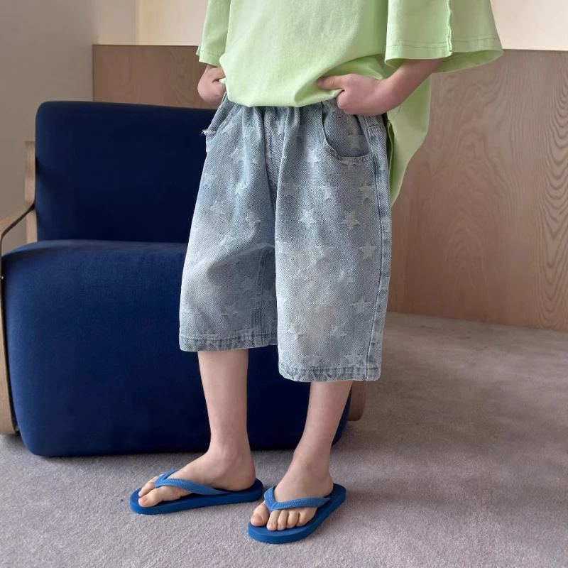 

2026 Personalized Design Sense Four Seasons Hot Selling Elastic Star Pattern Soft Glutinous Five Part Pants