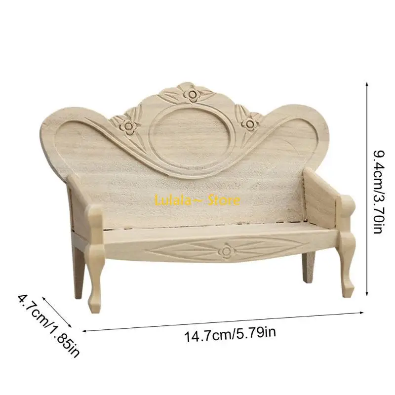 

Y4QA Miniature Wooden Sofa Dollhouses Furniture Retro Figurine for Craft Decoration