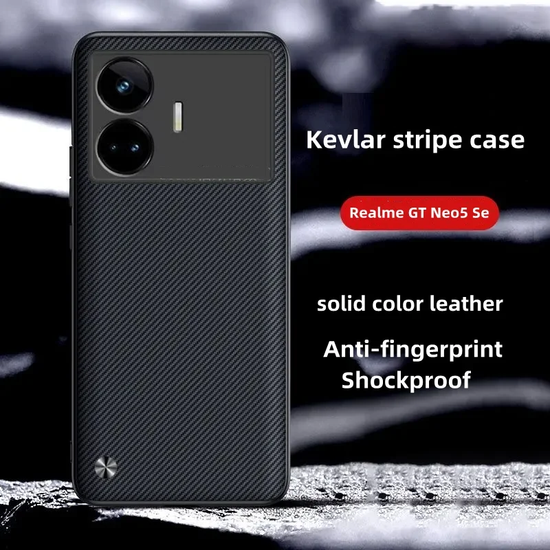 

Case For Realme GT Neo 5 SE Kevlar Stripe Shockproof Bumper For Realmi GT Neo5 SE Coque Luxury Leather Phone Cover Funda