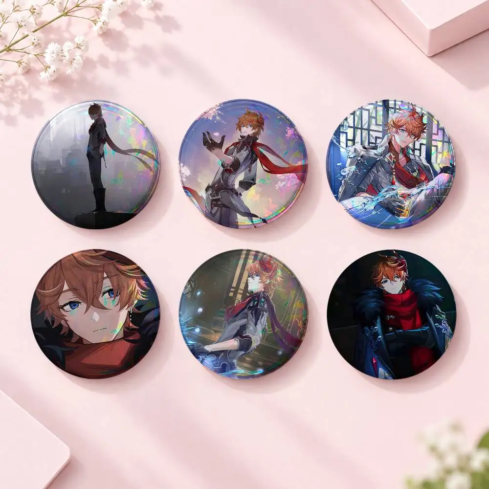 Gam-e Gens-hin Character Tartaglia Fashion Button Badge Pin Set Cool Anime Game Cartoon Music Design Brooch For Backpack Clothes
