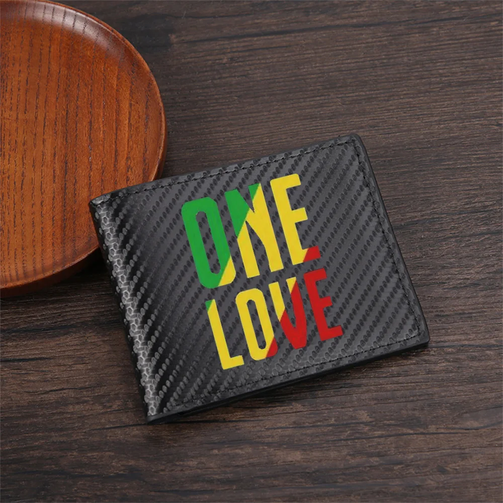 Green yellow red words love one Men's Wallets Simple Business Modern Stylish Printing Design Gifts For Father Boyfriend Christma