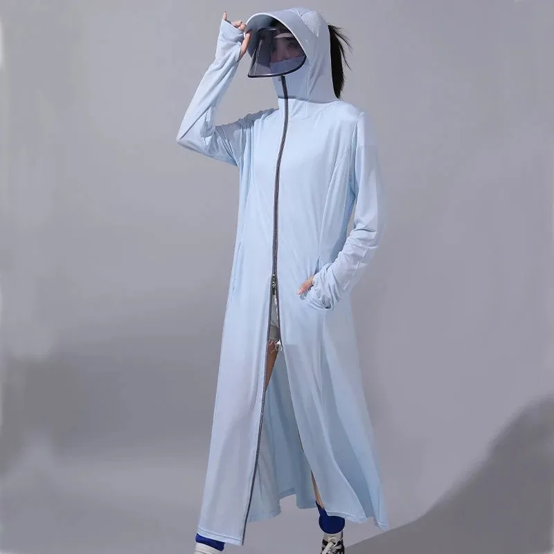 Breathable Ice Silk Uv Long Sleeve Sun protective Clothing For Outdoor Use Hooded Original Scarf Sunscreen