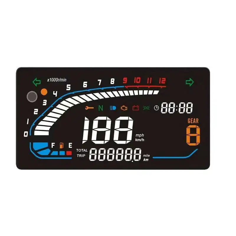 Tacômetro LED Universal 12V à Prova d'Água com Tela Completa, Velocímetro (0-140km/h) para Motocicletas de Rua CM150