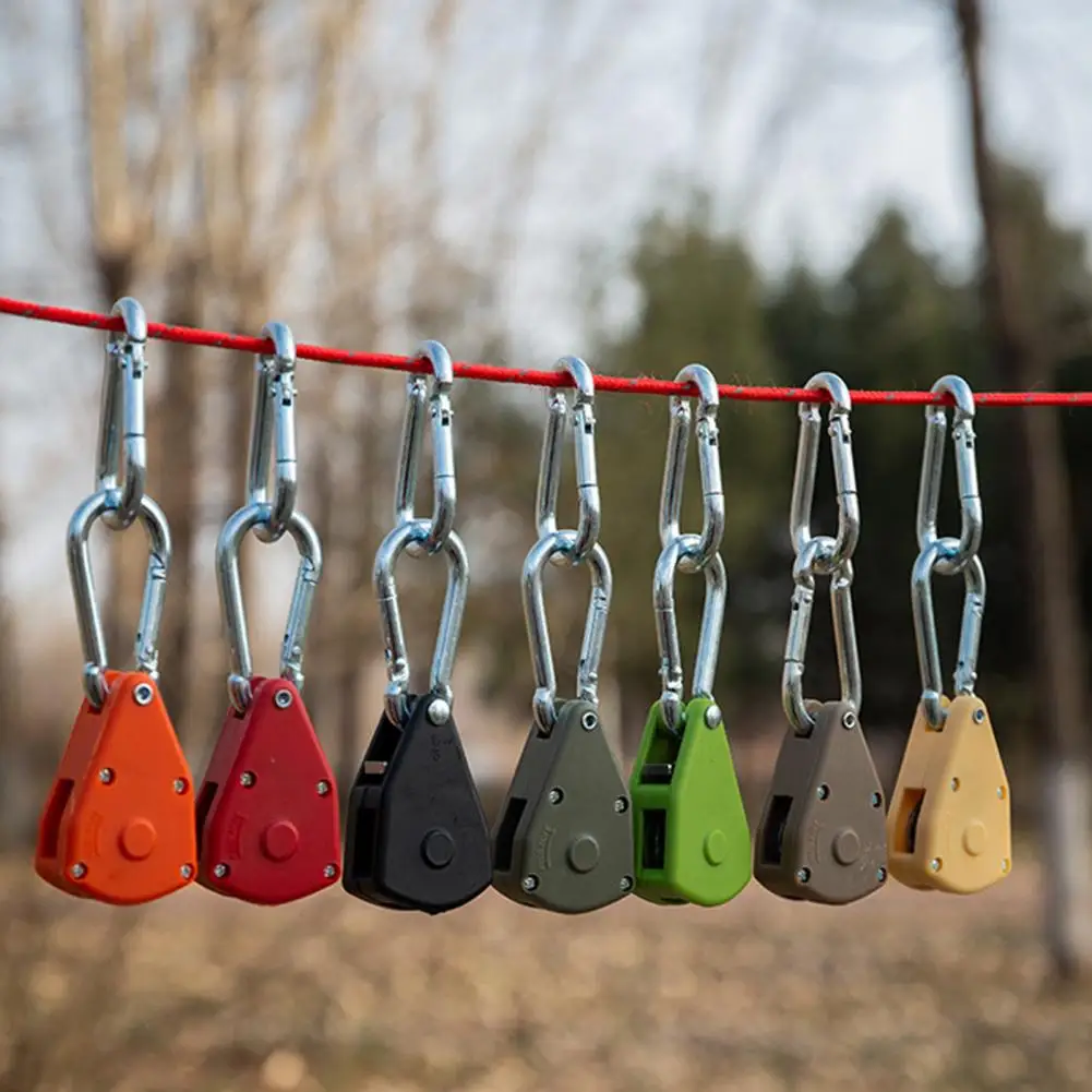 

Adjustable Rope Hanger Heavy Duty Ratchet Tie Down Strap Self-Locking Structure Double Hook Design Camping Ratcheting Pulley Sys