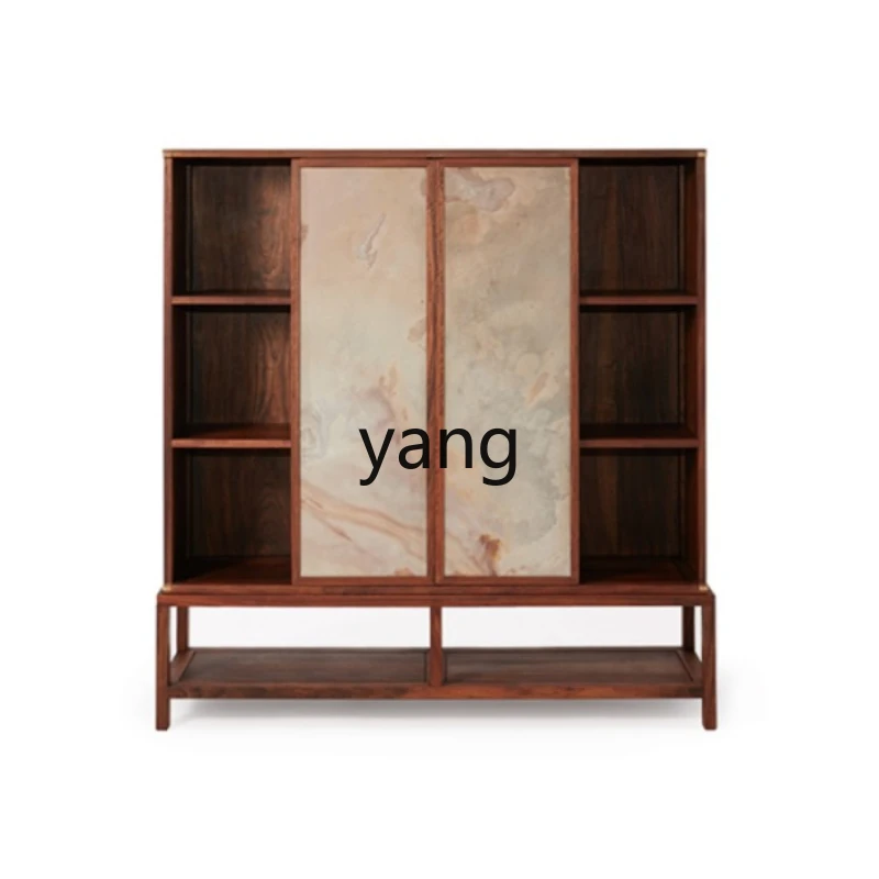 

CX Black Walnut Log Tea Sideboard Cabinet Simple New Chinese Style Storage Bookcase