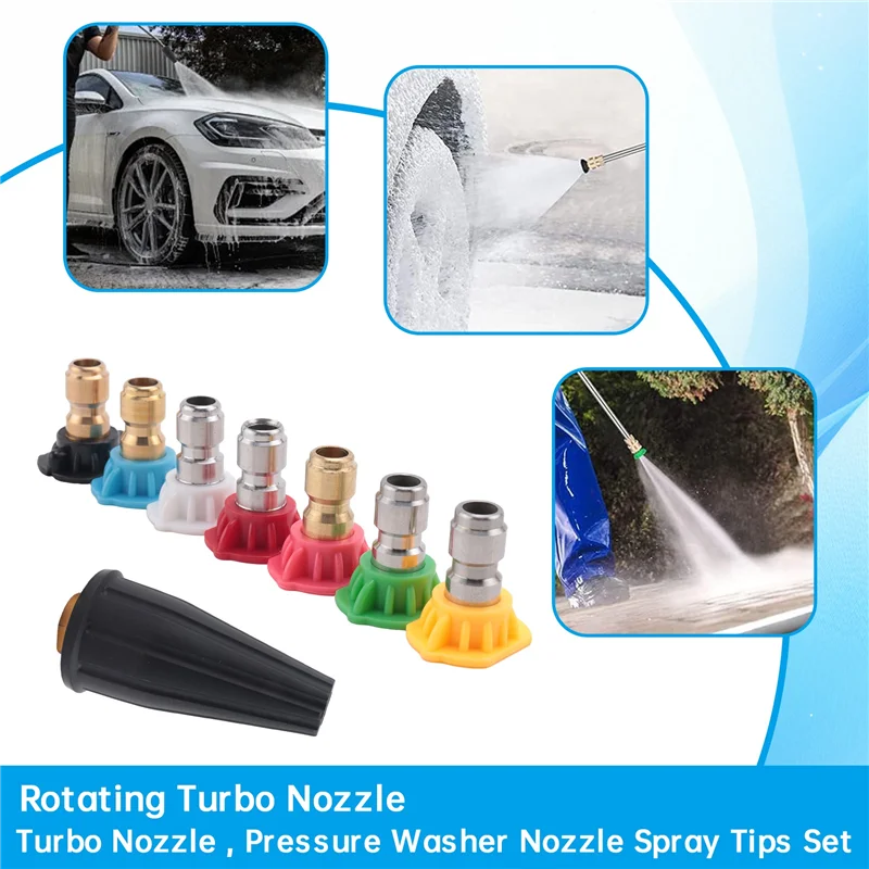 

A53Q-Turbo Nozzle , Pressure Washer Nozzle Spray Tips Set Including Rotating Turbo Nozzle And Nozzle Tips With Nozzle Holder