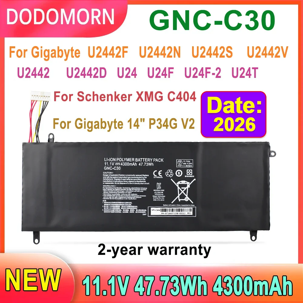 Batería del ordenador portátil para Gigabyte U2442D U2442F U2442N U2442S U2442V U24F-2 U24T,14 "P34G V2, para Schenker XMG C404 11,1 V