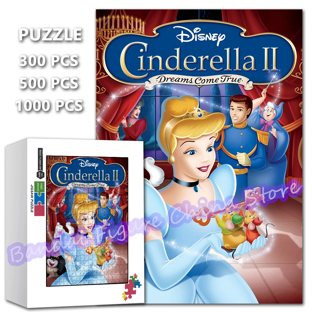 

Disney Princess Cinderella 300/500/1000 Pieces Jigsaw Puzzles Cartoon Print Education Puzzle for Kids Christmas Birthday Gifts