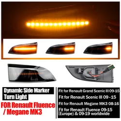 For Renault Megane MK3 Laguna III X91 Scenic Fluence Latitude Safrane LED Dynamic Turn Signal Mirror Sequential Indicator Light