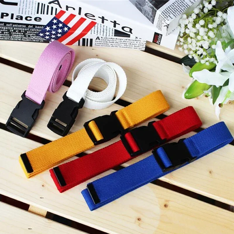 Adults Adjustable All-Match Belt Unisex Korean Style Canvas Belts Vintage Plastic Buckle Elastic Solid Color Long Waistband