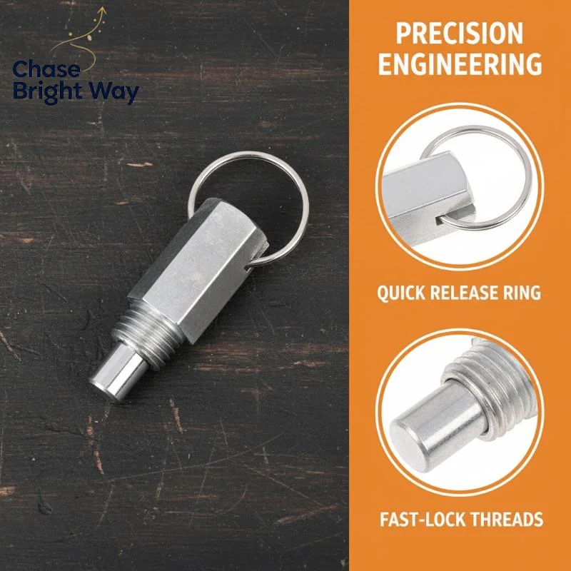 Lift Pull Ring Pin with Spring Pull Buckle Positioning Bolt Limit Pin 6mm Heavy Duty for Stage Bracket Platforms