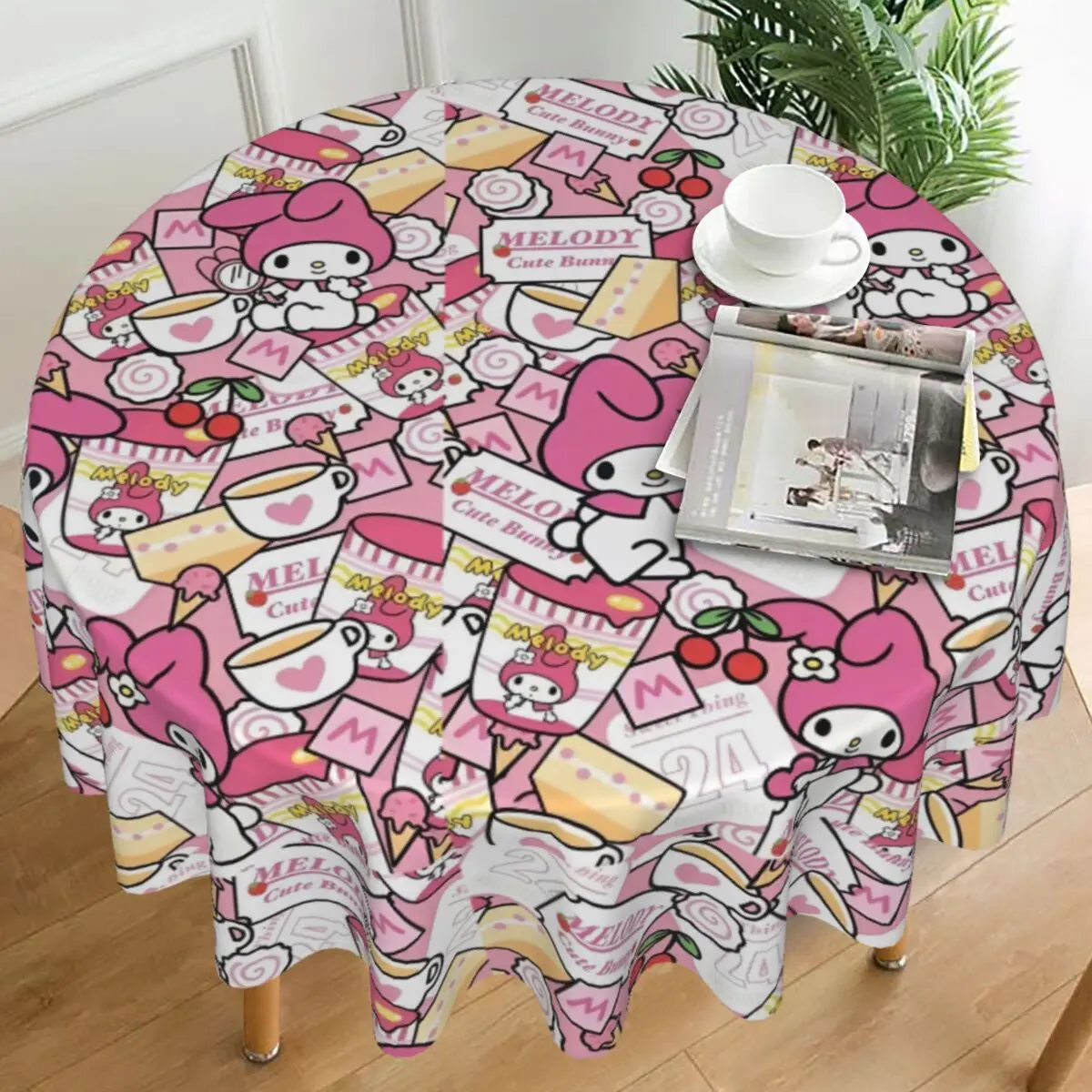 

My Melody Round Tablecloth CUTE Waterproof Table Cloth Vintage Home Picnic Events Party Graphic Table Cover
