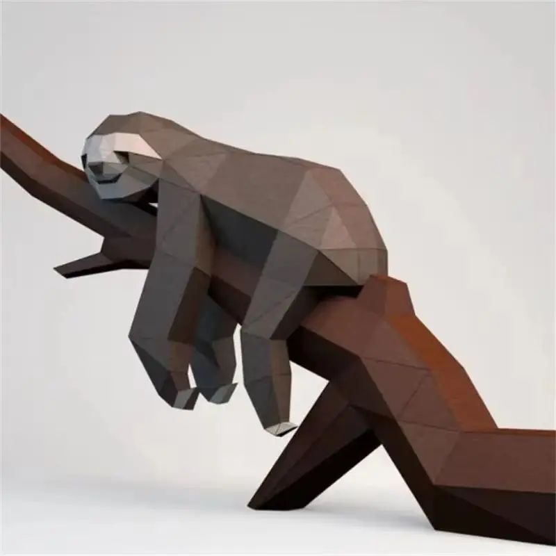 나무늘보 3D 종이 모형 홈 장식 DIY 종이공예 입체 동물 종이접기 현관 장식 모델 키트 저폴리 수제 퍼즐