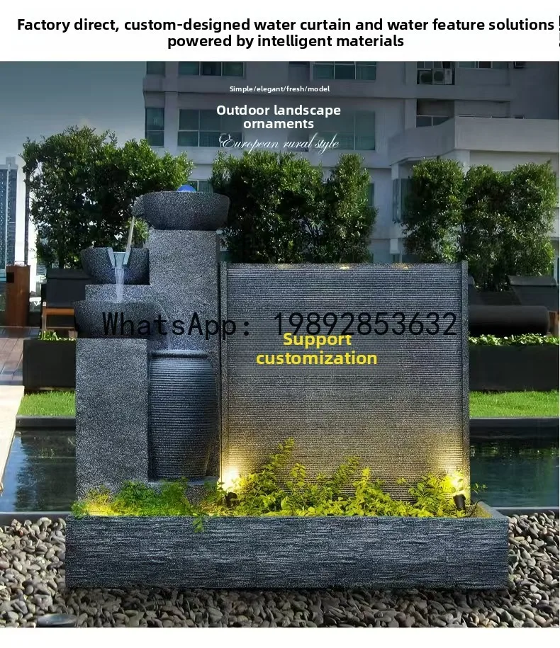 BJ   Natural Stone  Fountain Courtyard Waterfall Water Feature Company Screen Villa Water Curtain Wall Landscape Stone Ornament