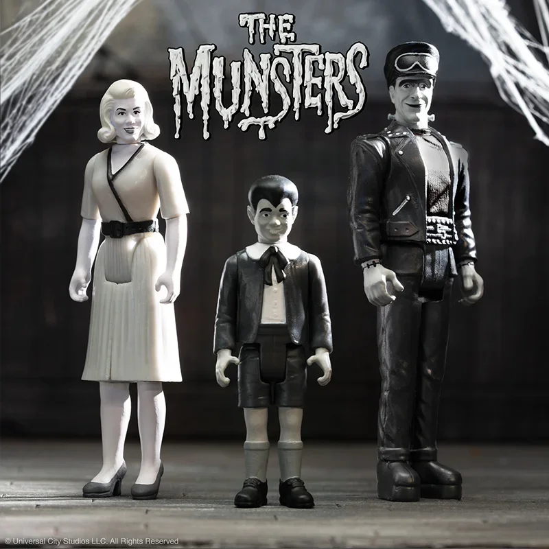 In Stock Super7 3.75 Inch Munster Family Wave 3 Grayscale ReAction Fgiure Classic Toy Collectible Gift Halloween Gift