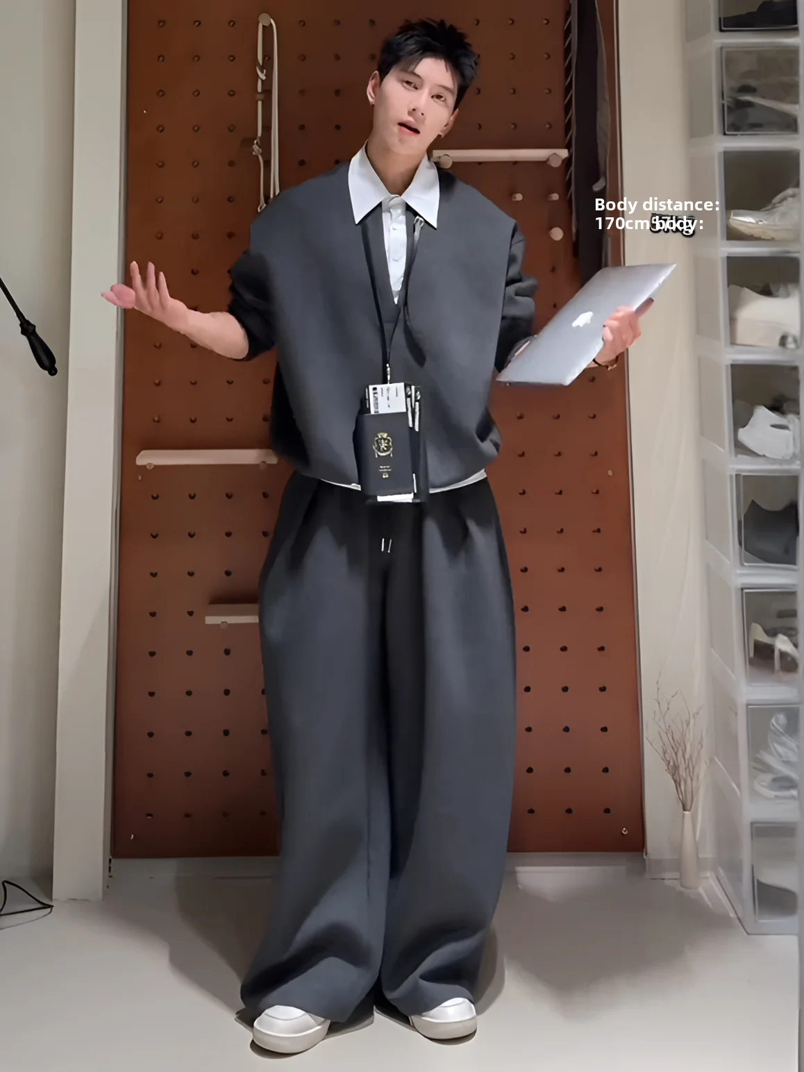 

Casual Men's Sweatirt Wide Leg Pants Set Turn-down Collar Two-piece Suite High-end Simple Match Cotton Blend Fabric Youth