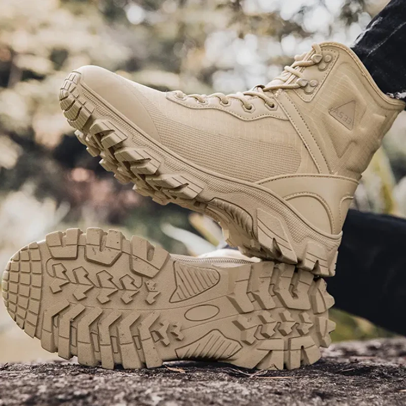 

Special Offer Sand Colored Hardcore Outdoor Men's Boots High Top Functional Boots Tactical Boots Versatile Value Don't Hesitate