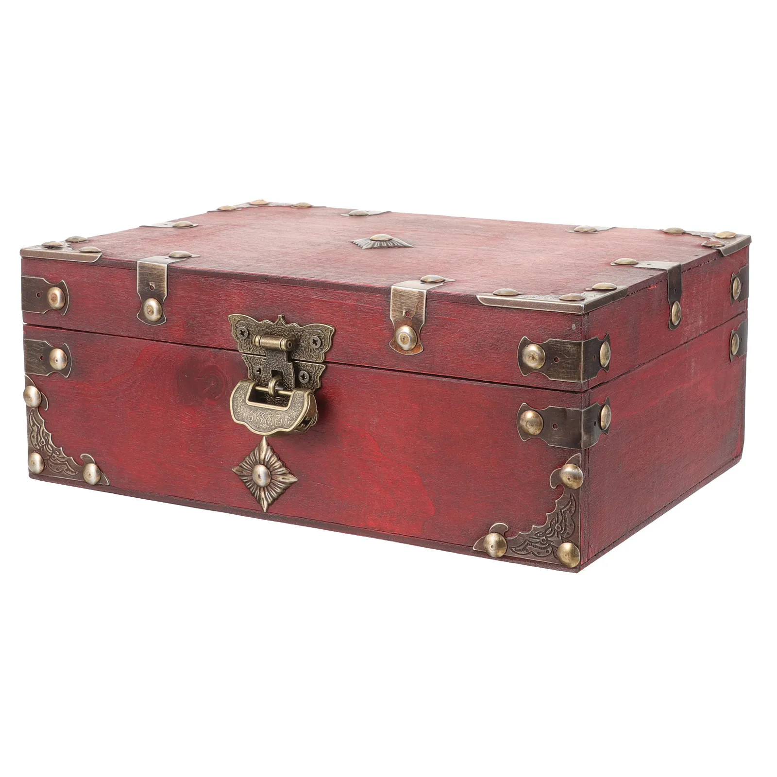 Wooden Jewelry Box Retro Elegant Storage Case Lockable for Rings Necklaces Earrings Bracelets Trinket Organizer Desktop