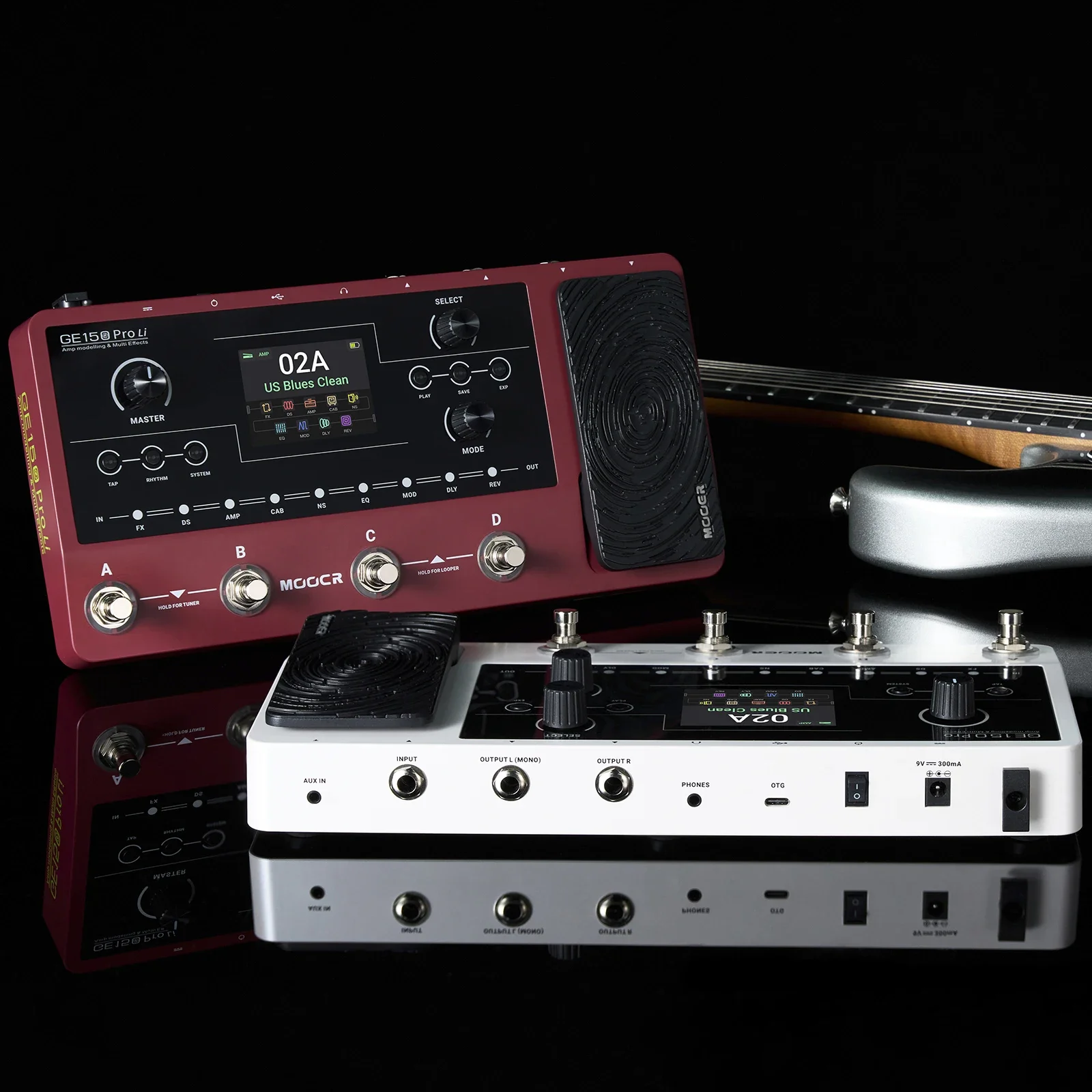 MOOER Multi Effects Guitar Pedal GE150 Pro/Pro Li Guitar Amp Modelling Built-in 9 hrs Battery 4 Footswitches IR Loader Parts