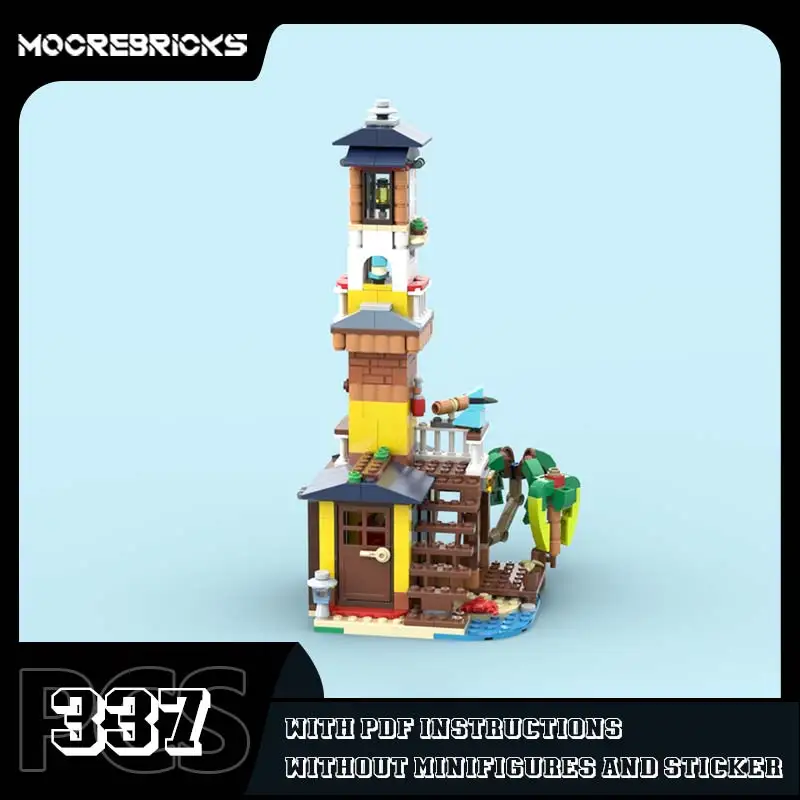 

MOC Building Blocks Scenario Surfer Lighthouse Model Bricks City Historical Landmark Architecture Toys Set Children's Gifts
