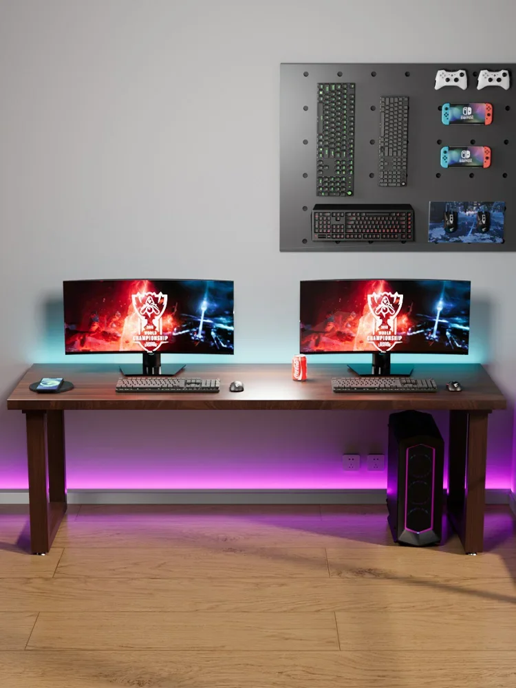 

Manufacturer wholesale Solid wood leg computer desk desktop home desk double e-sports table bedroom desk