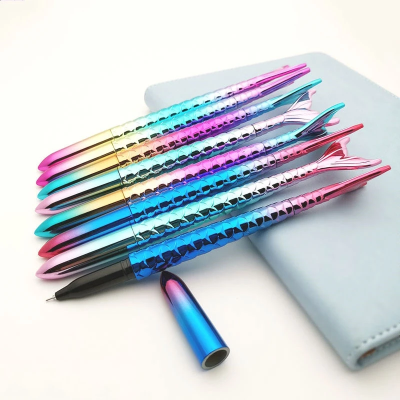 

24Pcs Mermaid Shape Ballpoint Pens Gradient Colorful Beautiful Fish Tail Gift Pen Stationery Cartoon Gel Pens