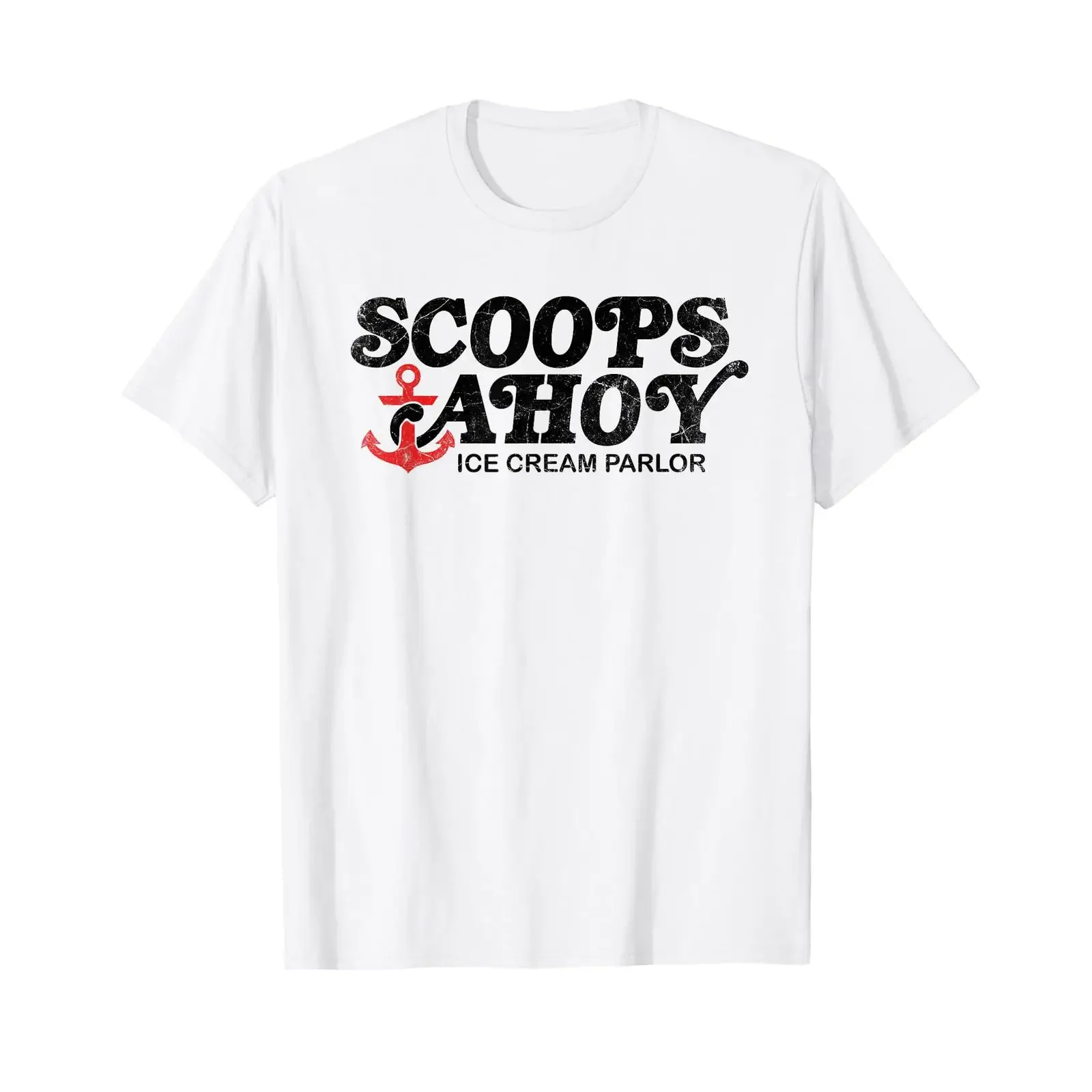 Scoops Ahoy Ice Cream Parlor T Shirt Dark White vintage Washed designer clothes Top For Everyday Wear Stretched Comfortable