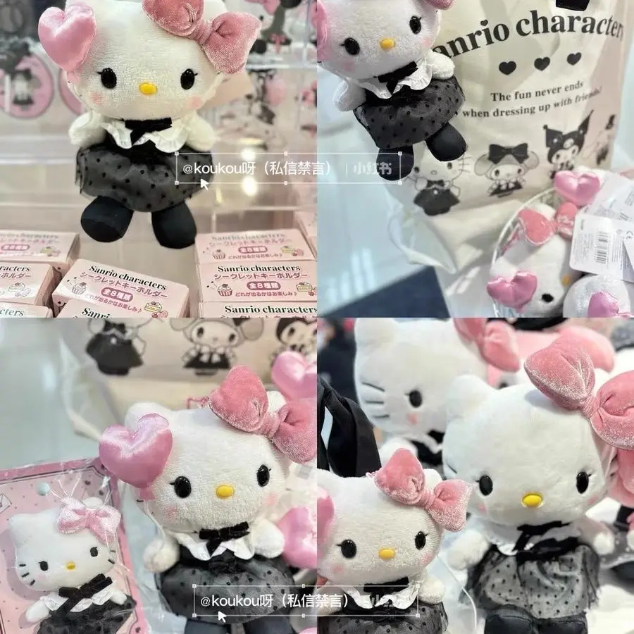 Hello Kitty pluche sleutelhanger Miniso echte zwarte jurk KT Cat Series knuffels pop accessoires tas hanger rugzak decoratie