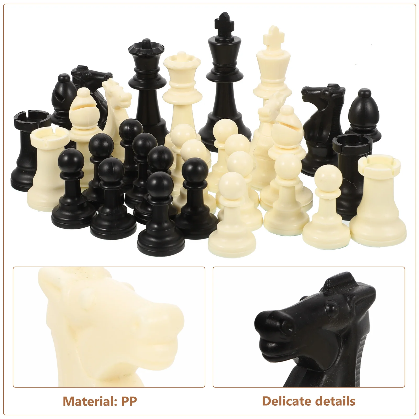 1Set langlebiges PP-Kunststoff-Schachfiguren-Set, tragbar, leicht, für Brettspiele und einfaches Tragen überall