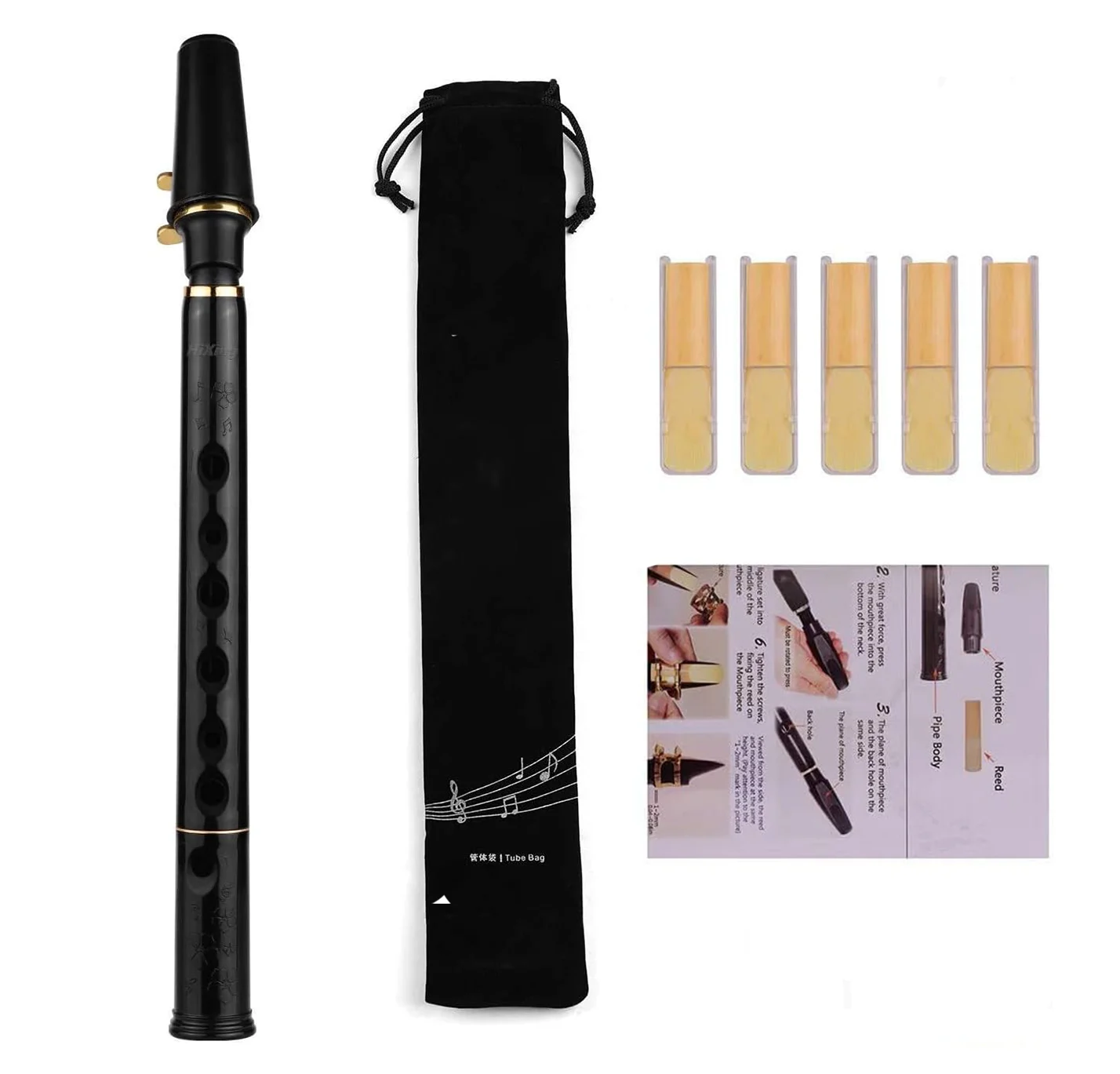 

Pocket Saxophone Kit 8 Holes Mini Sax Portable Woodwind Instrument With Mouthpiece Carrying Bag For Beginners