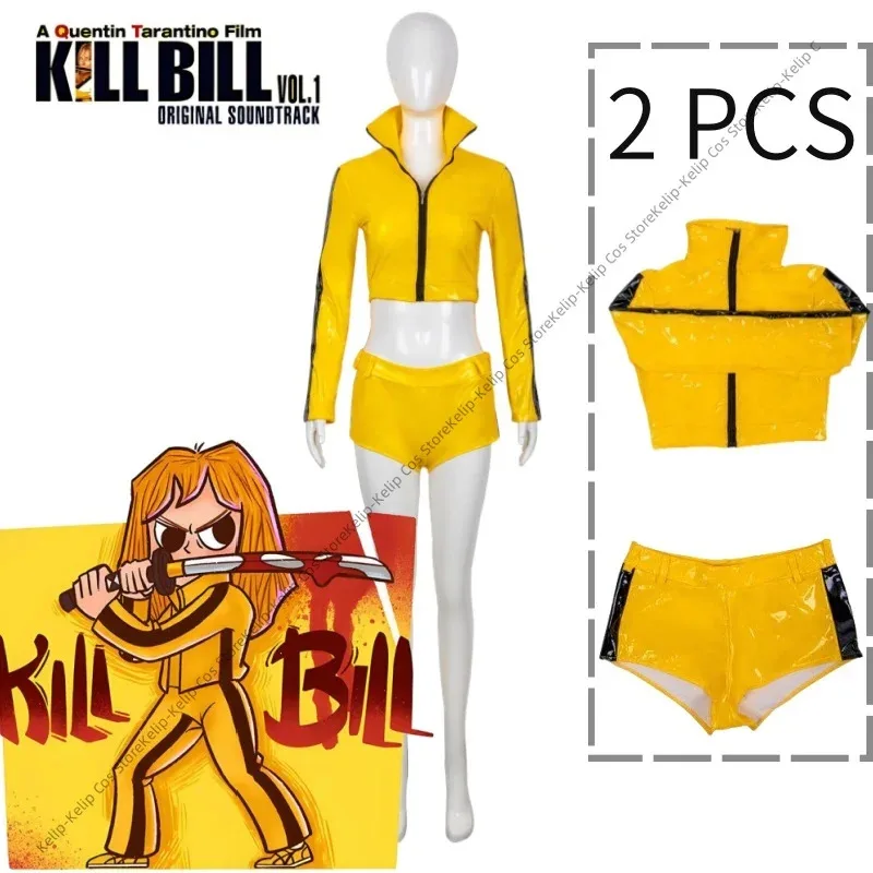 

Аниме Билл Косплей Убийца Косплей PU Желтая Куртка Шорты Наряд Костюм Хэллоуин Карнавальная Вечеринка Одежда для Женщин Сексуальная Униформа