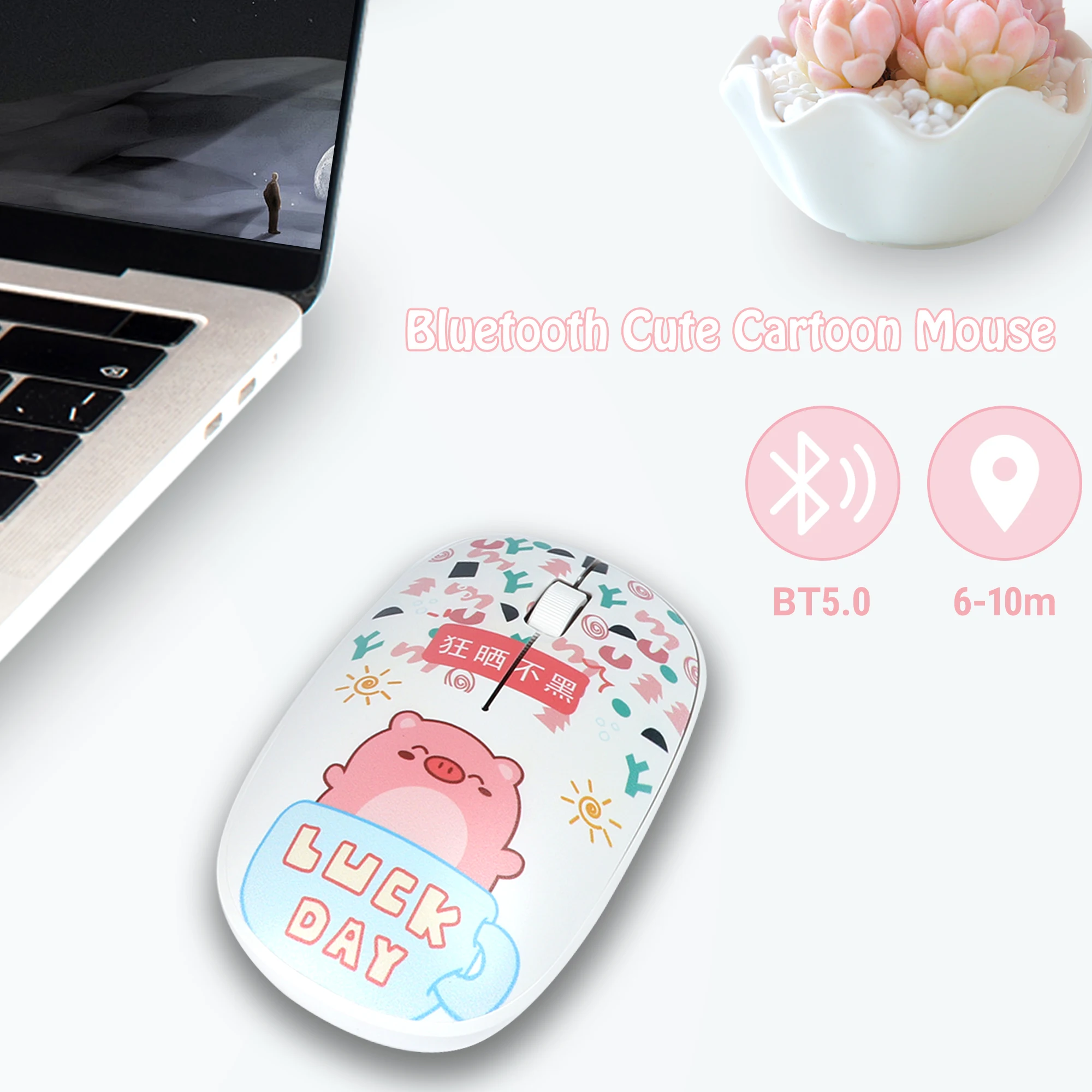 Bluetooth Mouse Light Weight Portable Cute Mini Mause Wide Compatiable PC Laptop Mobile Phone Office Use Computer Study Mice