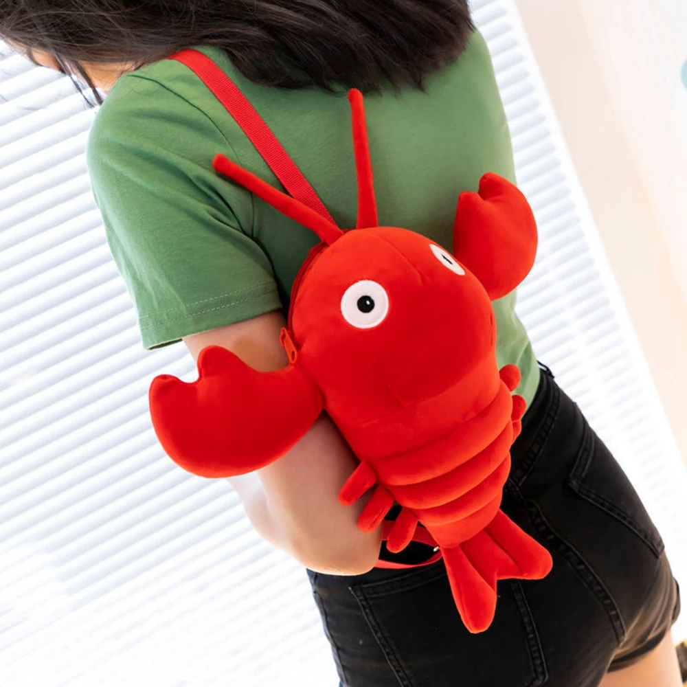 30cm Red Fashion Love Crayfish Straddle Plush Toy Girl Heart Casual Shopping Small Bag Shoulder Bag Decoration Gift