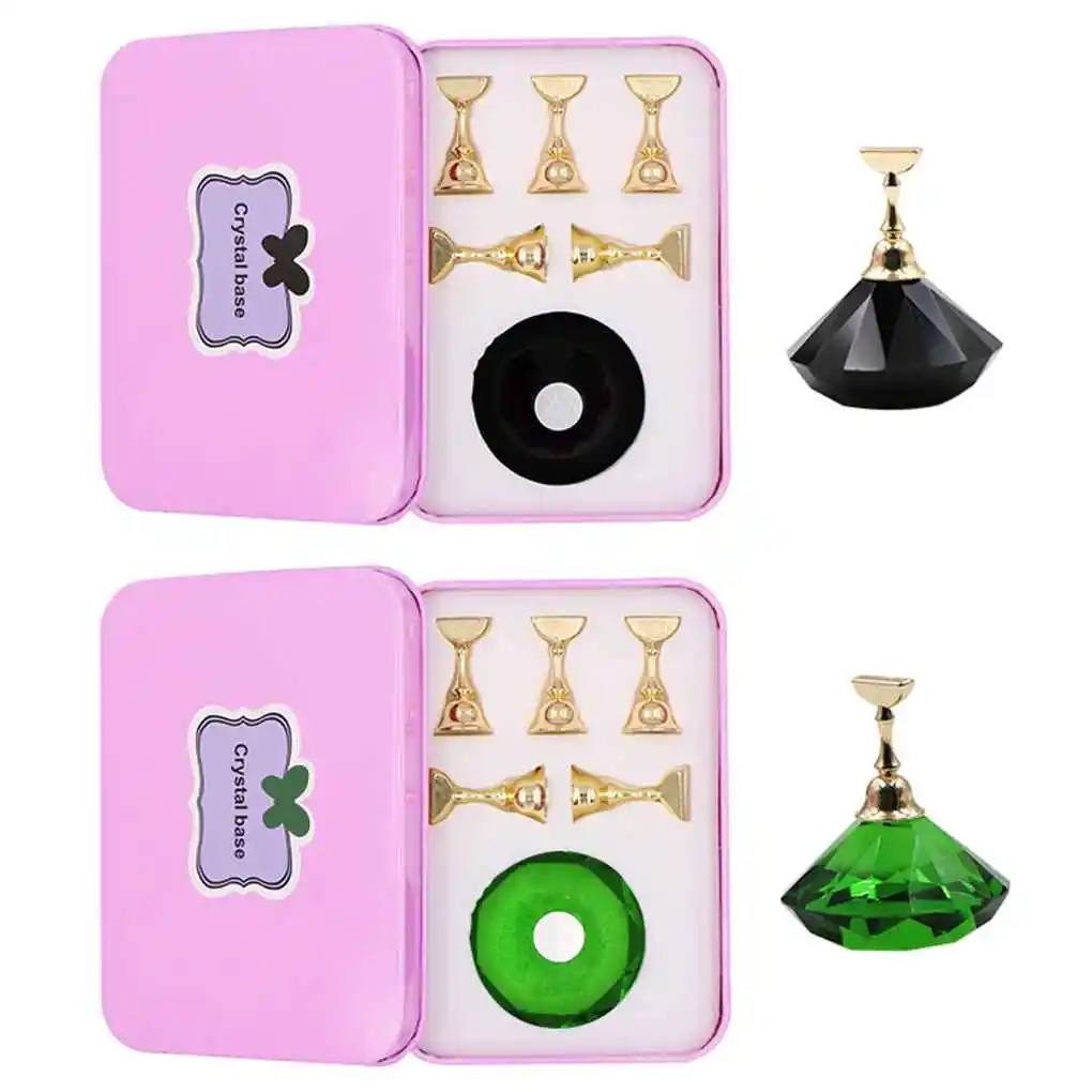 1 set kristallen basis magnetische nagelhouder nagels tips praktijk training displaystandaard gel salon doe-het-zelf manicure gereedschap