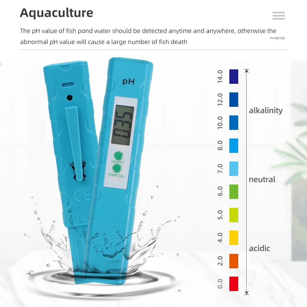 PH Meter Aquarium Pocket Pen 0.01 High Precision for Water Quality Tester 0-14PH Measurement Range for Aquarium Swimming Pool