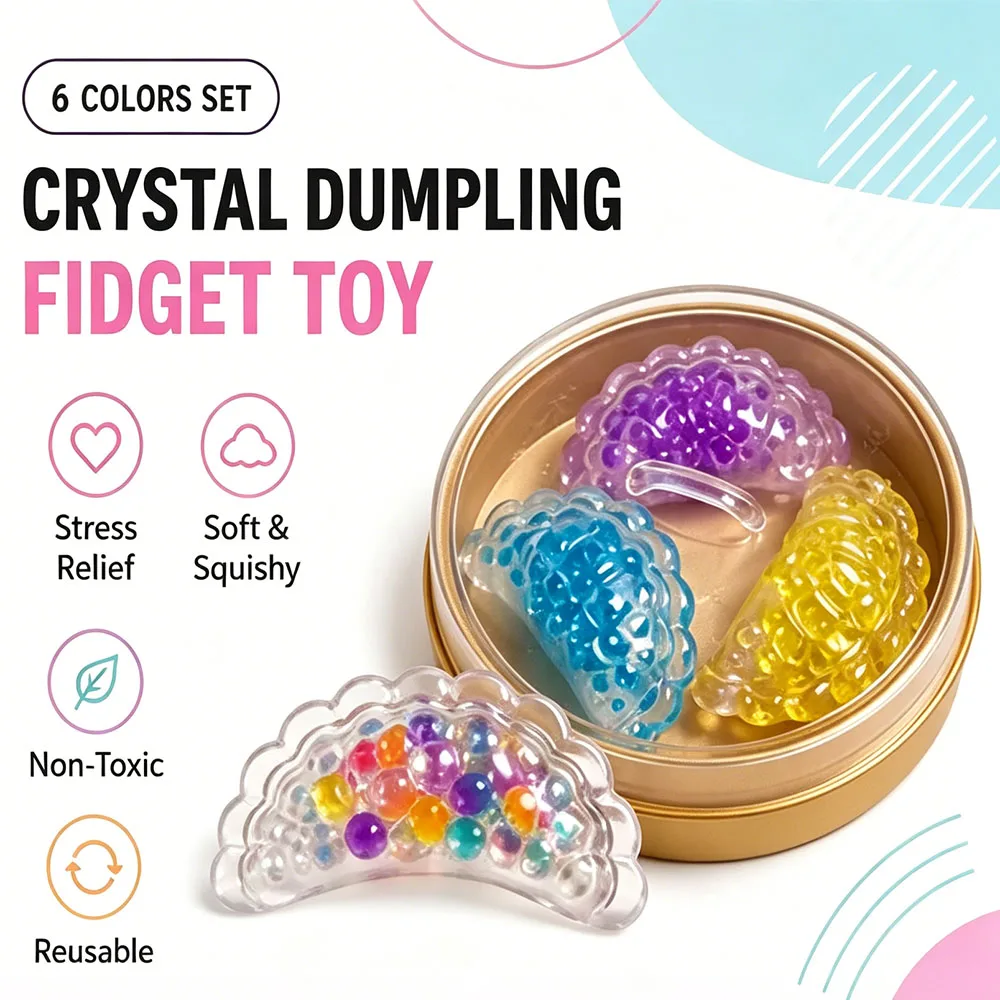 

2026 Trendy 3Pcs Rainbow Crystal Dumpling Squishy Steamer Case Set Squeeze Anti Stress Portable Desk Accessory Novelty Gift