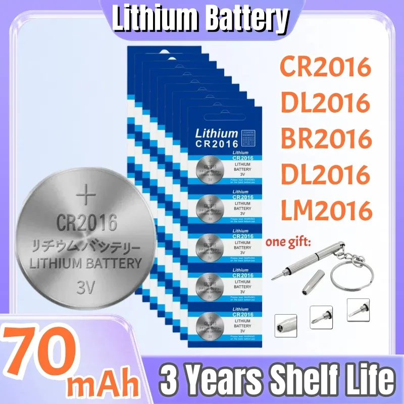 2-120pcs CR2016 Performance Lithium Button Battery DL2016 BR2016 LM2016 3V  Coin Cell Watch Batteries for Toys Clock Remote