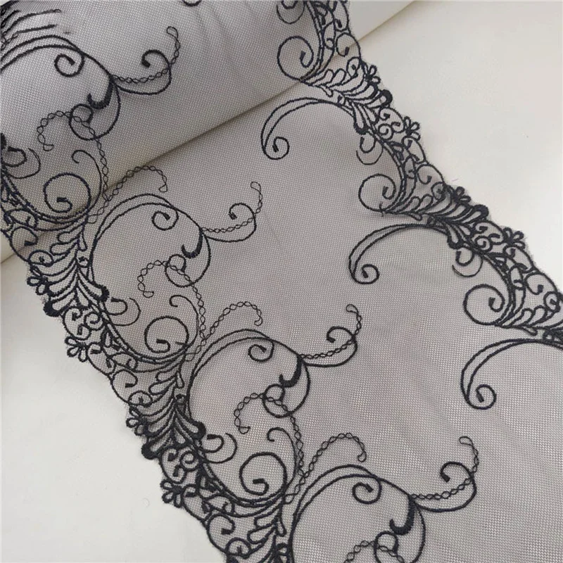 20Yards Black Skin Double Sides Ebroidered Lace Trims For Sewing Cloth Accessories Lingerie Bra Dress DIY Fabrics