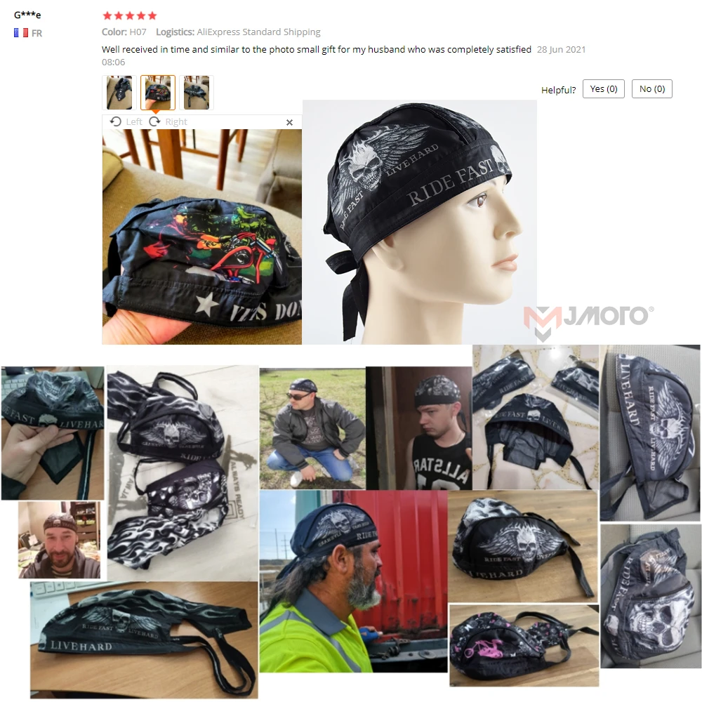 Motorcycle Helmet Balaclava Retro Summer Motorbike Head Wrap Headband Running Cycling Bandana Pirate Hat Men Women Outdoor Sport