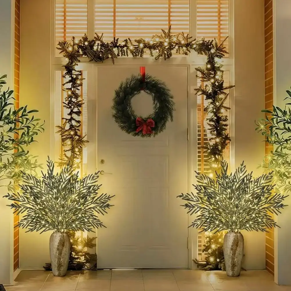 

8 шт. искусственные сосновые ветки с подсветкой, 35 дюймов, рождественская зелень, норвежская сосна со светодиодной подсветкой, искусственные легадки, стебли, венок, гирлянда