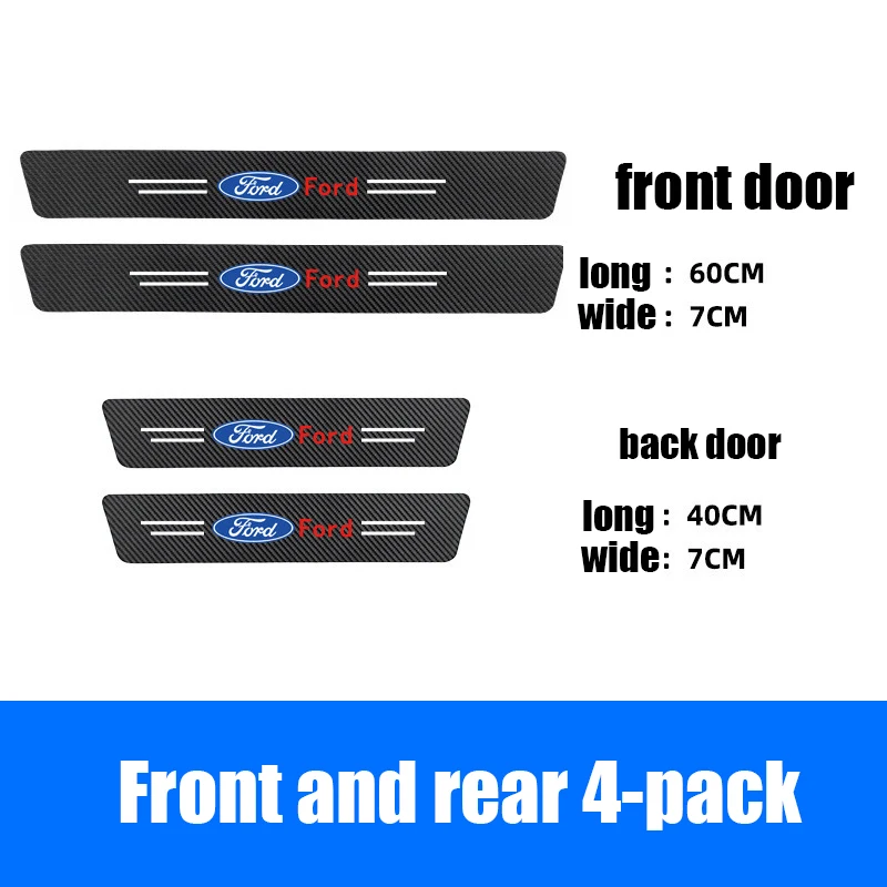 Car Styling 4pcs Carbon Fiber Auto Door Sill Protector Stickers For Ford Focus 2 3 4 Mondeo Fiesta ecosport Kuga Fusion Ghia